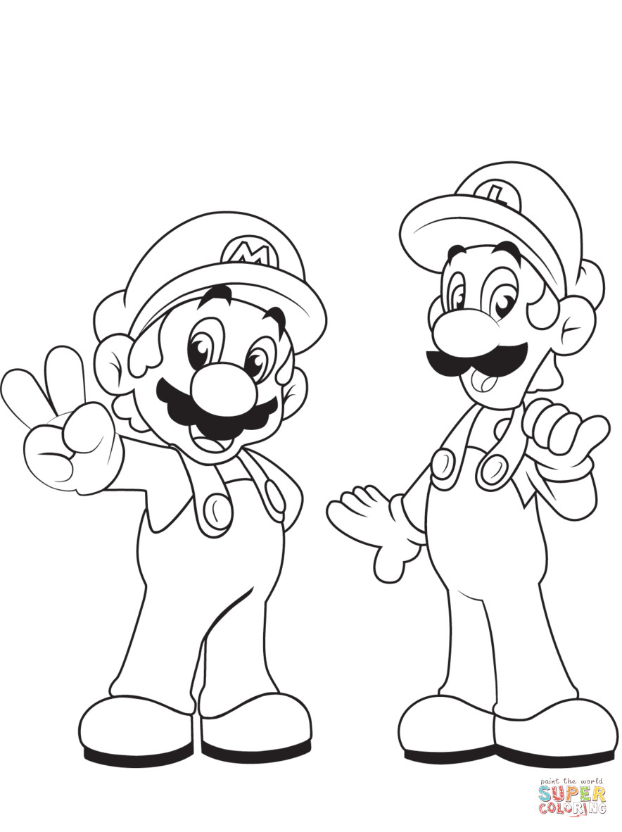 Coloring Pages Mario
 Luigi with Mario coloring page