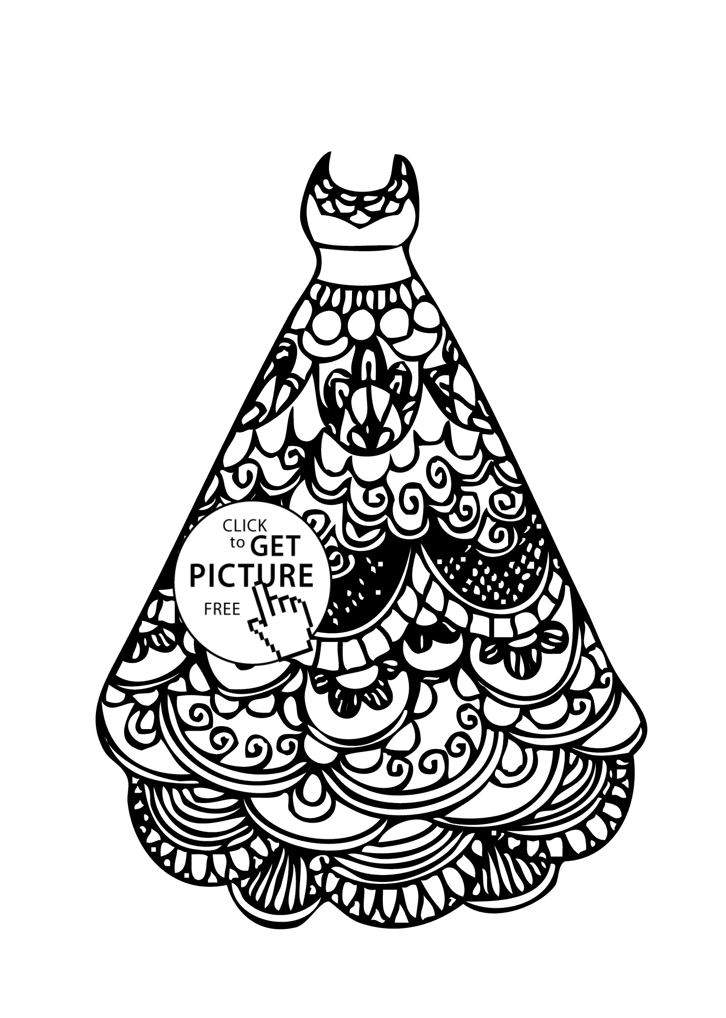 Coloring Pages Of Dresses
 Dress lace coloring page for girls printable free