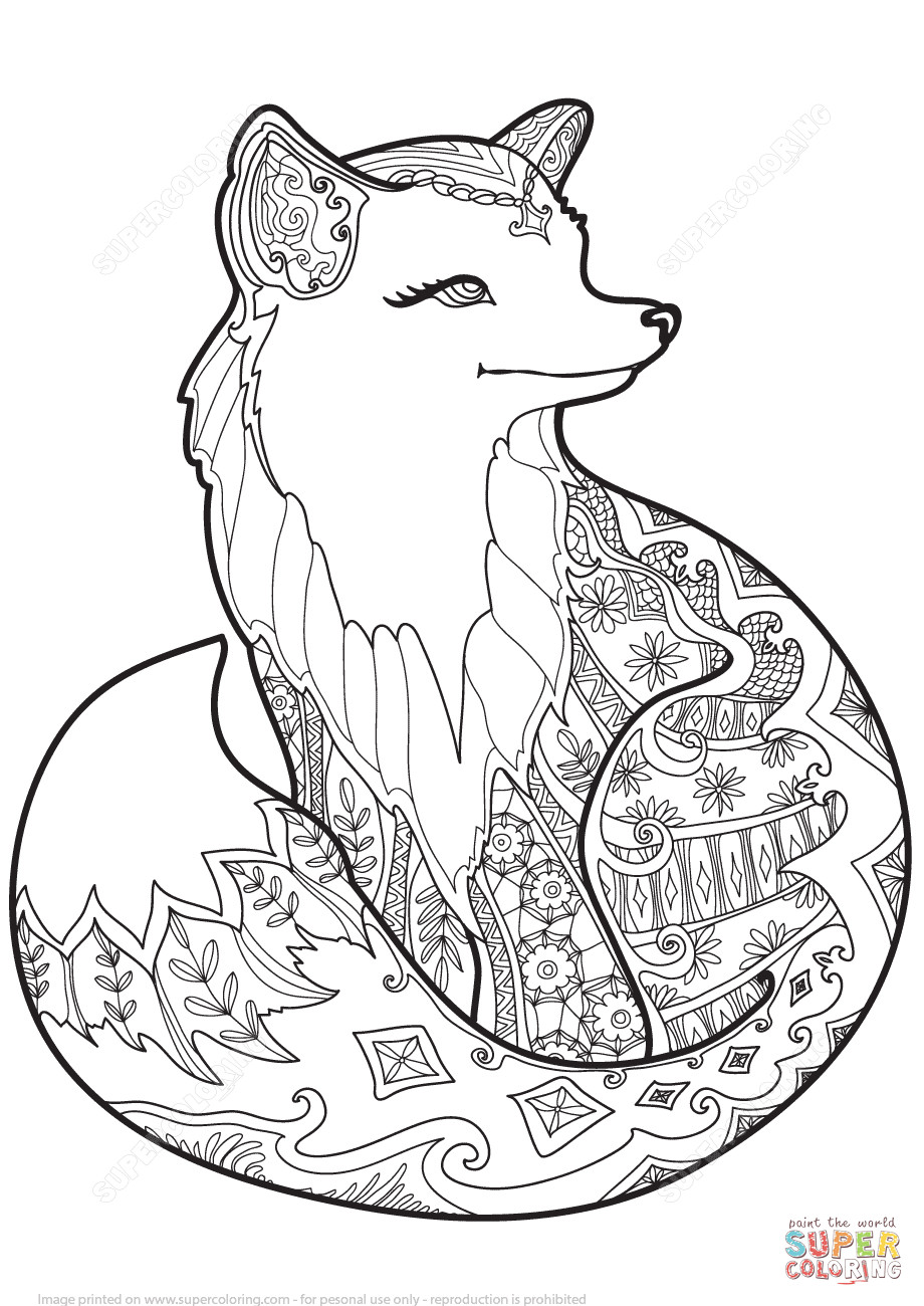 Coloring Pages Of Foxes
 Zentangle Fox coloring page