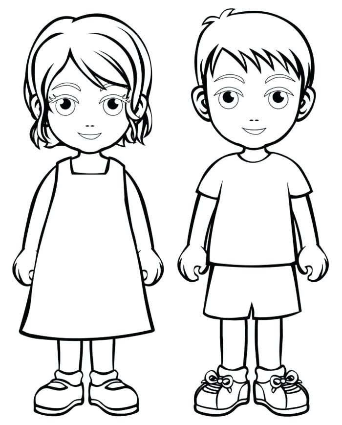 Coloring Sheets For Boys And Girl
 Outline A Boy And Girl Coloring Pages
