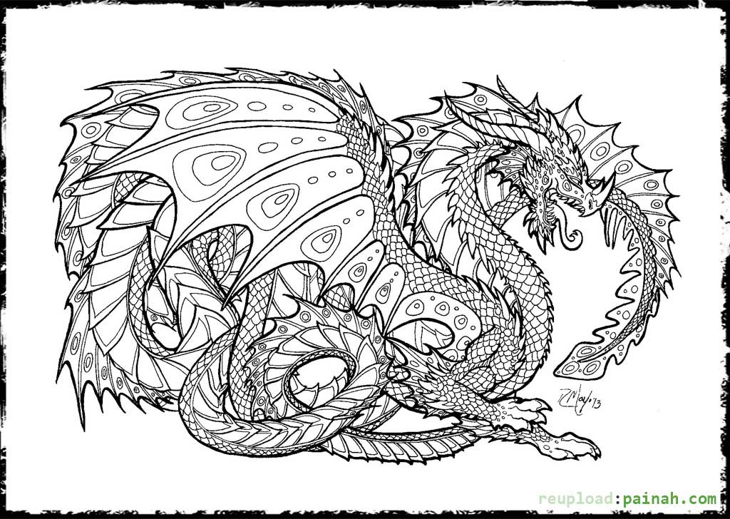 Coloring Sheets For Boys Challening
 Coloring Pages For Adults Difficult Dragons The Color Panda