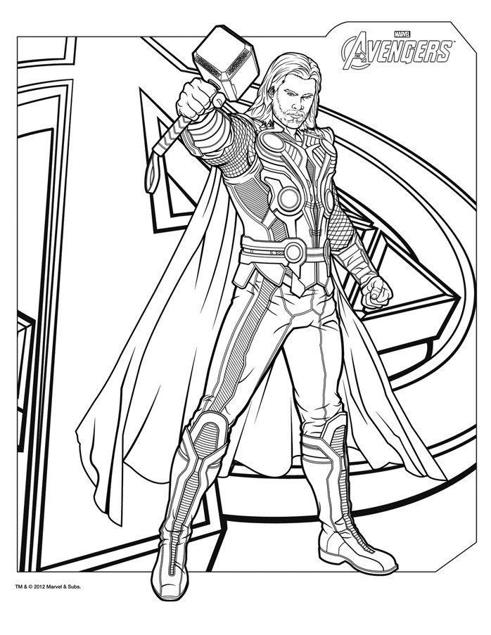 Coloring Sheets For Boys Marvel
 Coloriage THOR The Avengers a blogueur