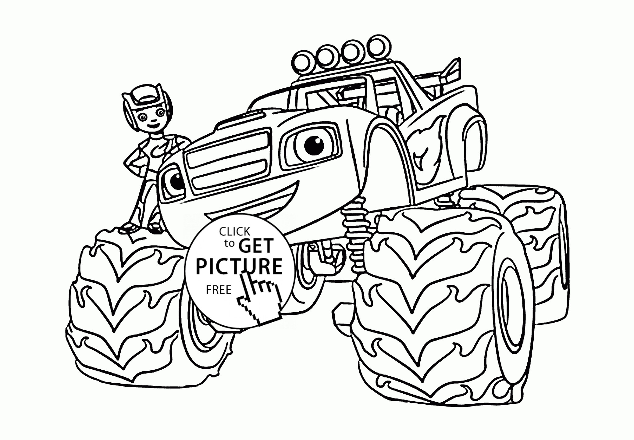 Coloring Sheets For Boys Monster Truck
 Blaze Monster Truck with Boy coloring page for kids