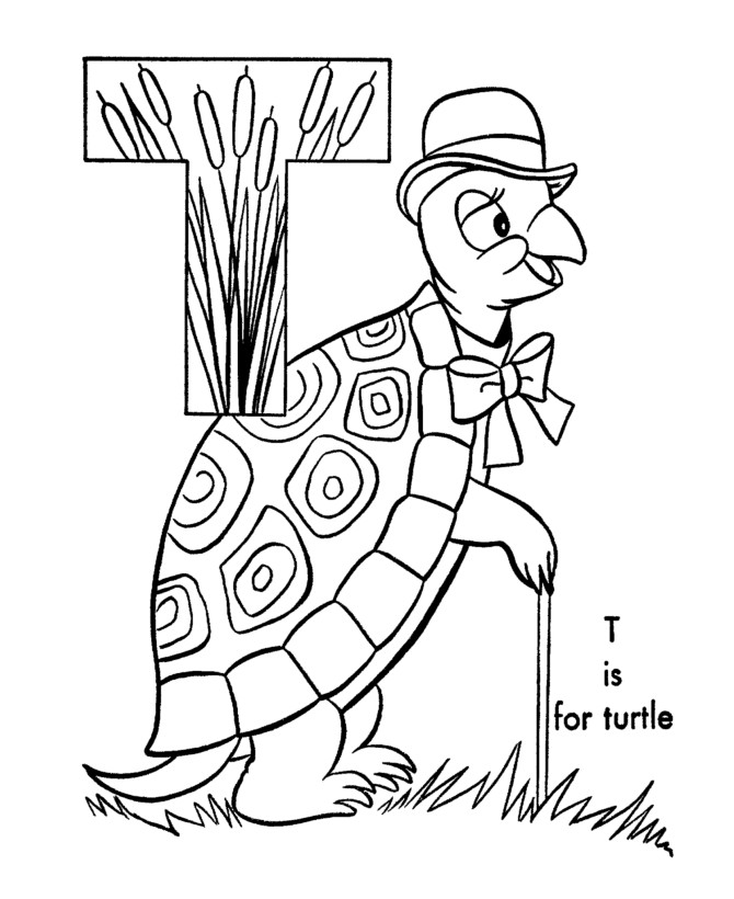 Coloring Sheets For Girls Abc Coloring Sheets
 t is for turtle alphabet animal coloring pages