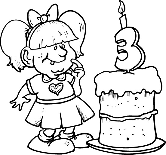 Coloring Sheets For Girls Birthday 10
 little girl feel happy of a 3rd birthday coloring sheet