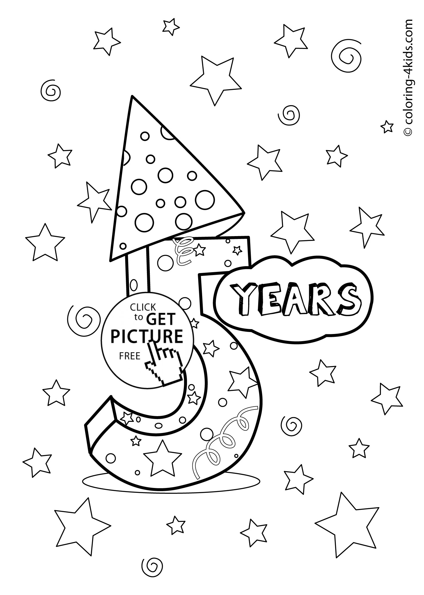 Coloring Sheets For Girls Birthday 10
 5 years birthday coloring pages for kids printables