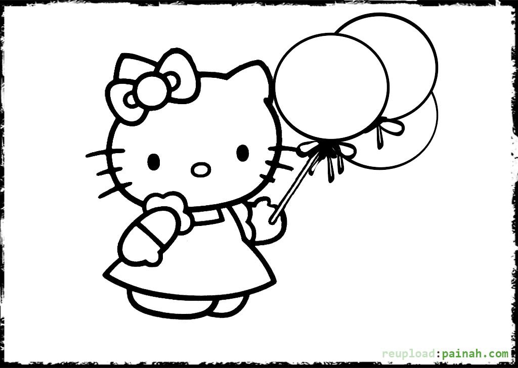 Coloring Sheets For Girls Hello Kitty
 Hello Kitty Coloring Pages for Girls with Balloon Party