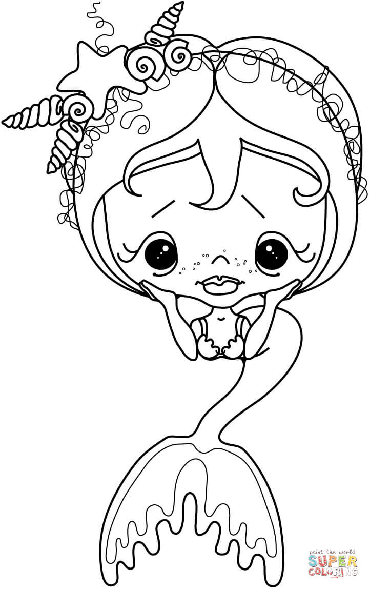 Coloring Sheets For Girls Mermairds
 Mermaid clipart coloring page cute Pencil and in color