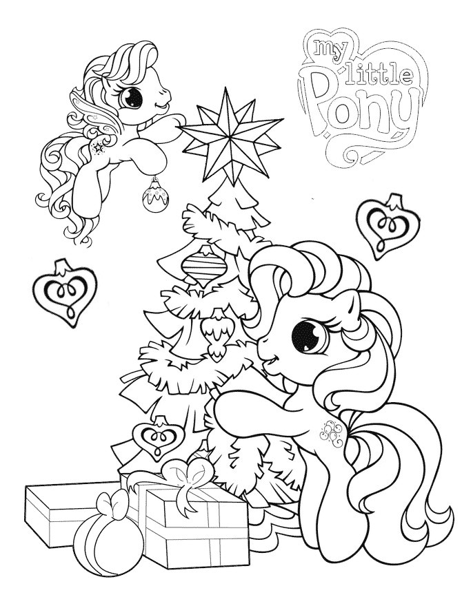 Coloring Sheets For Girls Printable Chistmas
 My Little Pony And Christmas Tree Coloring Page