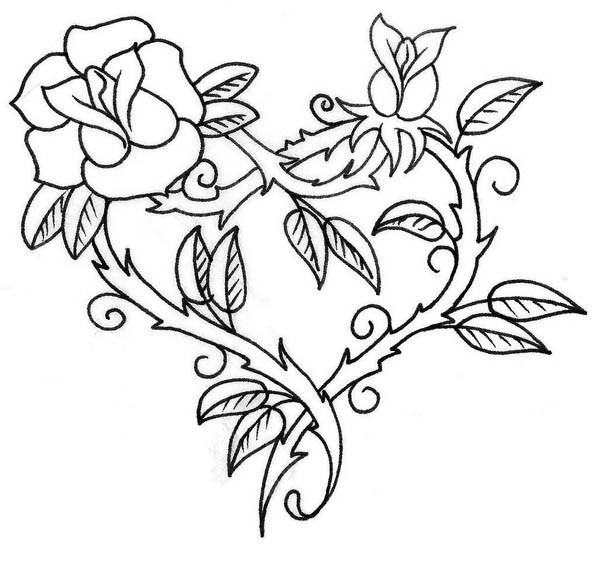 Coloring Sheets For Girls Rose
 Rose Coloring Pages For Adults Roses And Hearts grig3