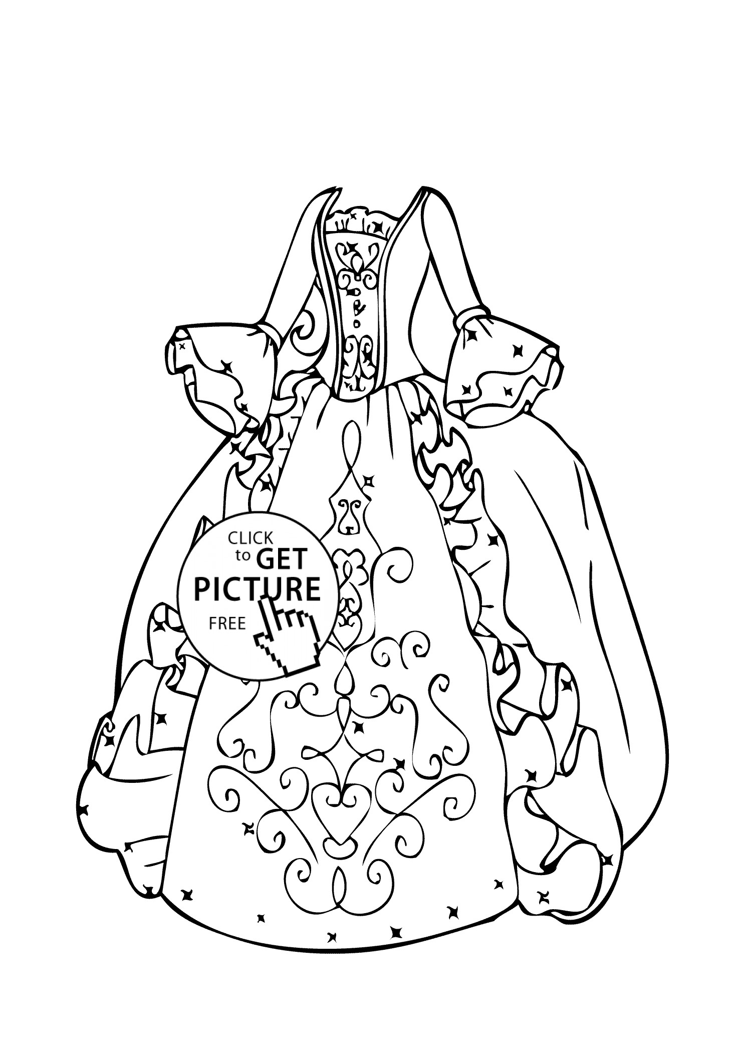 Coloring Sheets For Girls Size Big
 Ball gown coloring page for girls printable free