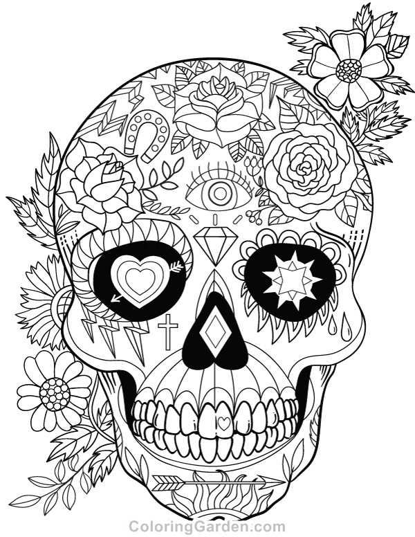 Coloring Sheets For Girls Skull
 Sugar Skull Adult Coloring Page