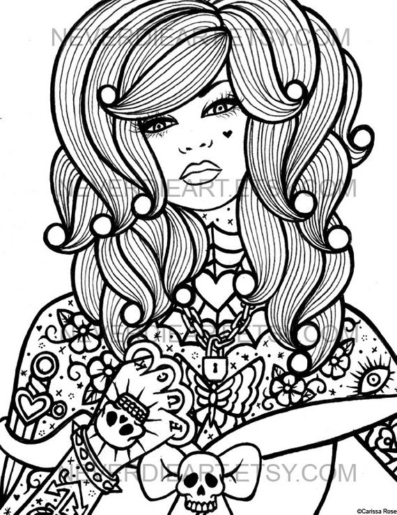 Coloring Sheets For Girls Skuul
 Digital Download Print Your Own Coloring Book Outline Page