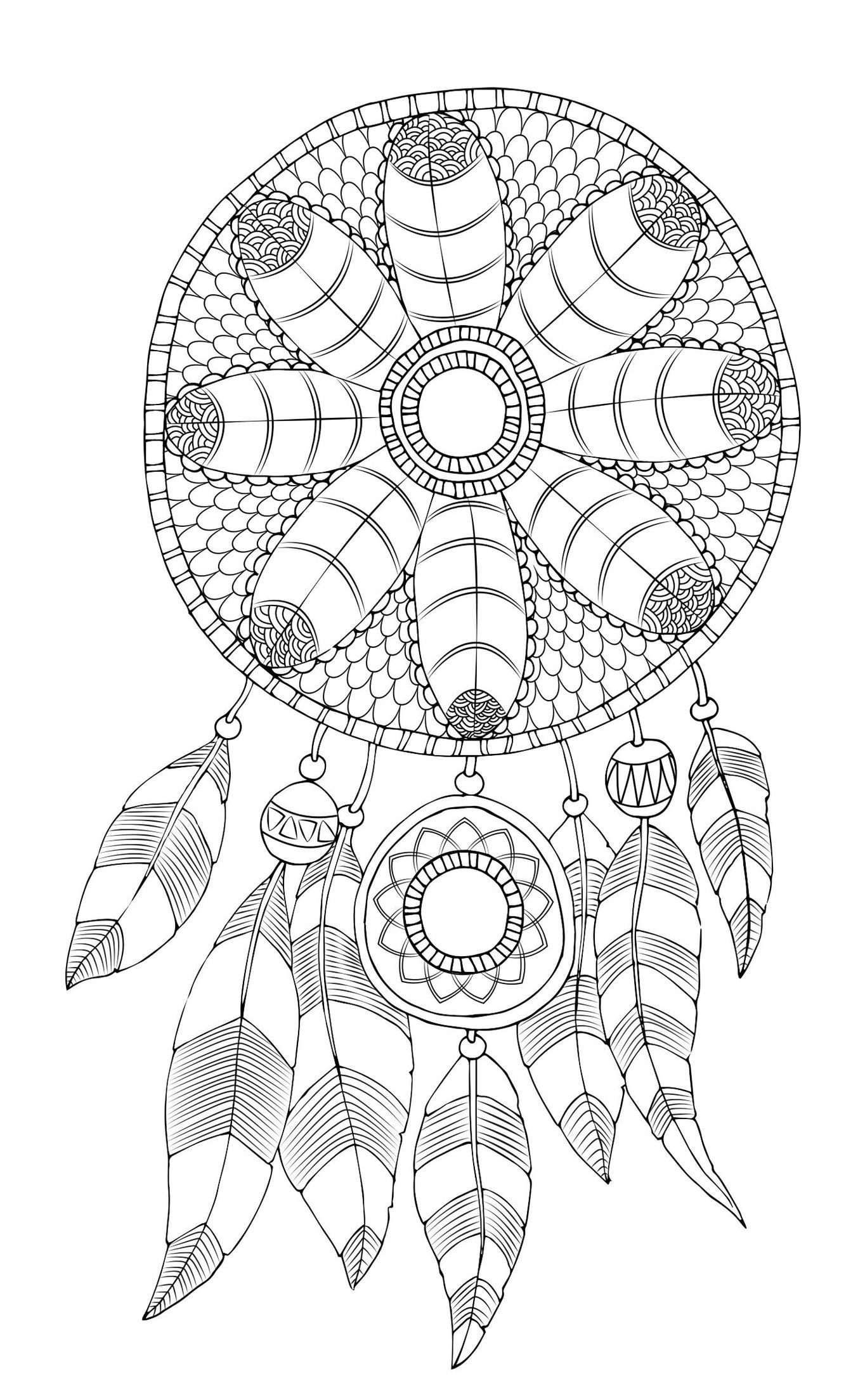 Coloring Sheets For Girls With The Words Dream
 Free adult coloring page Dreamcatcher