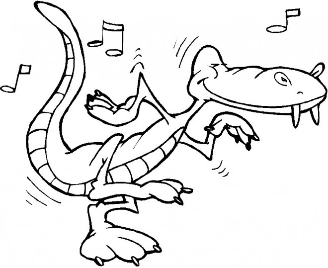 Coloring Sheets For Kids 4 Girls
 Coloriage Alligator écoute de la musique dessin gratuit à