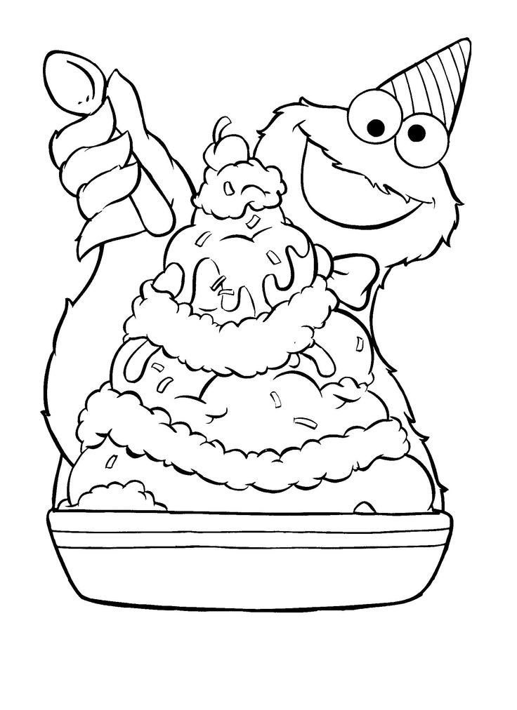 Coloring Sheets For Kids And Girls Printable Sundae
 Cookie Monster Ice Cream Sundae Coloring Pages
