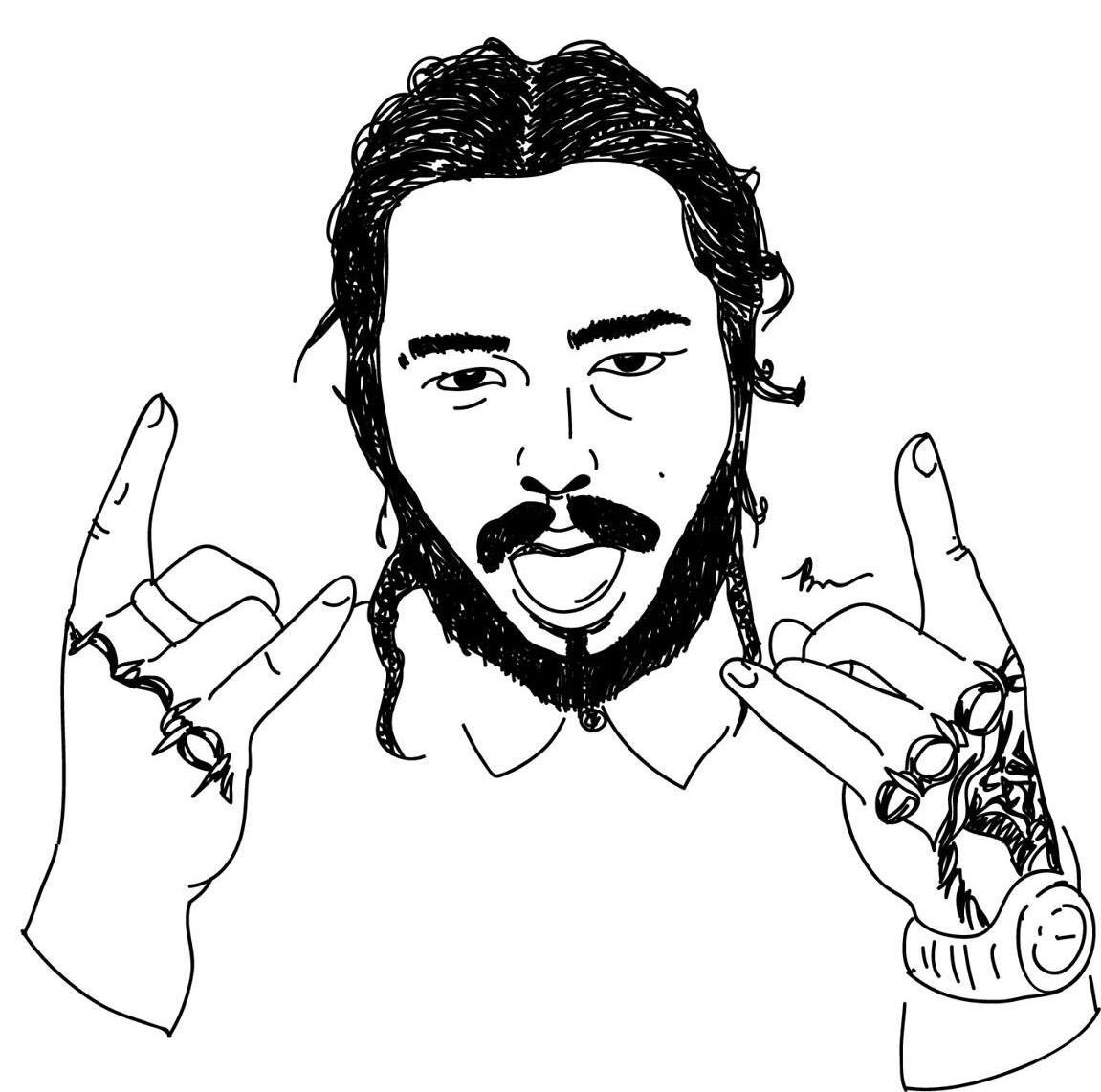 Coloring Sheets For Kids Post Malone Free
 Love digital drawing and Post Malone Tweet added by Bri