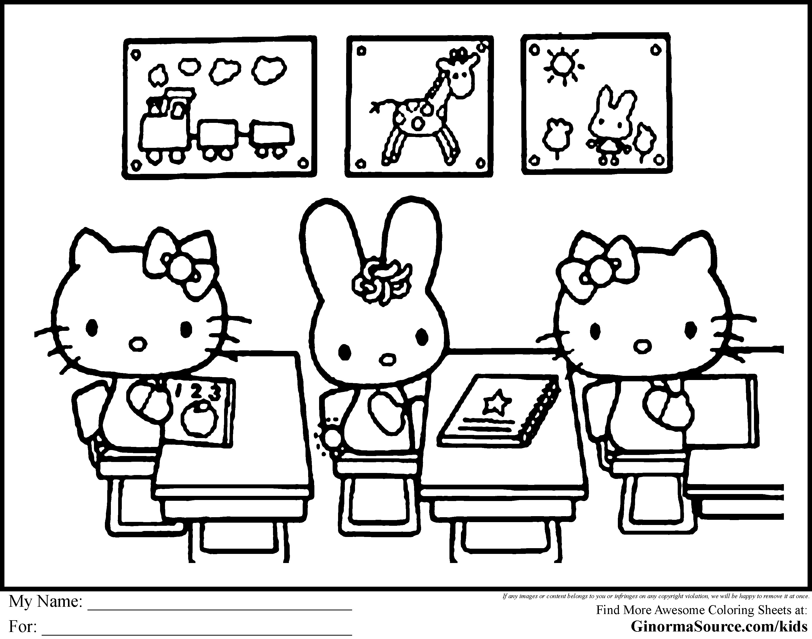 Coloring Sheets For Kids School Time
 Coloring Pages Hello Kitty e Hundred Days