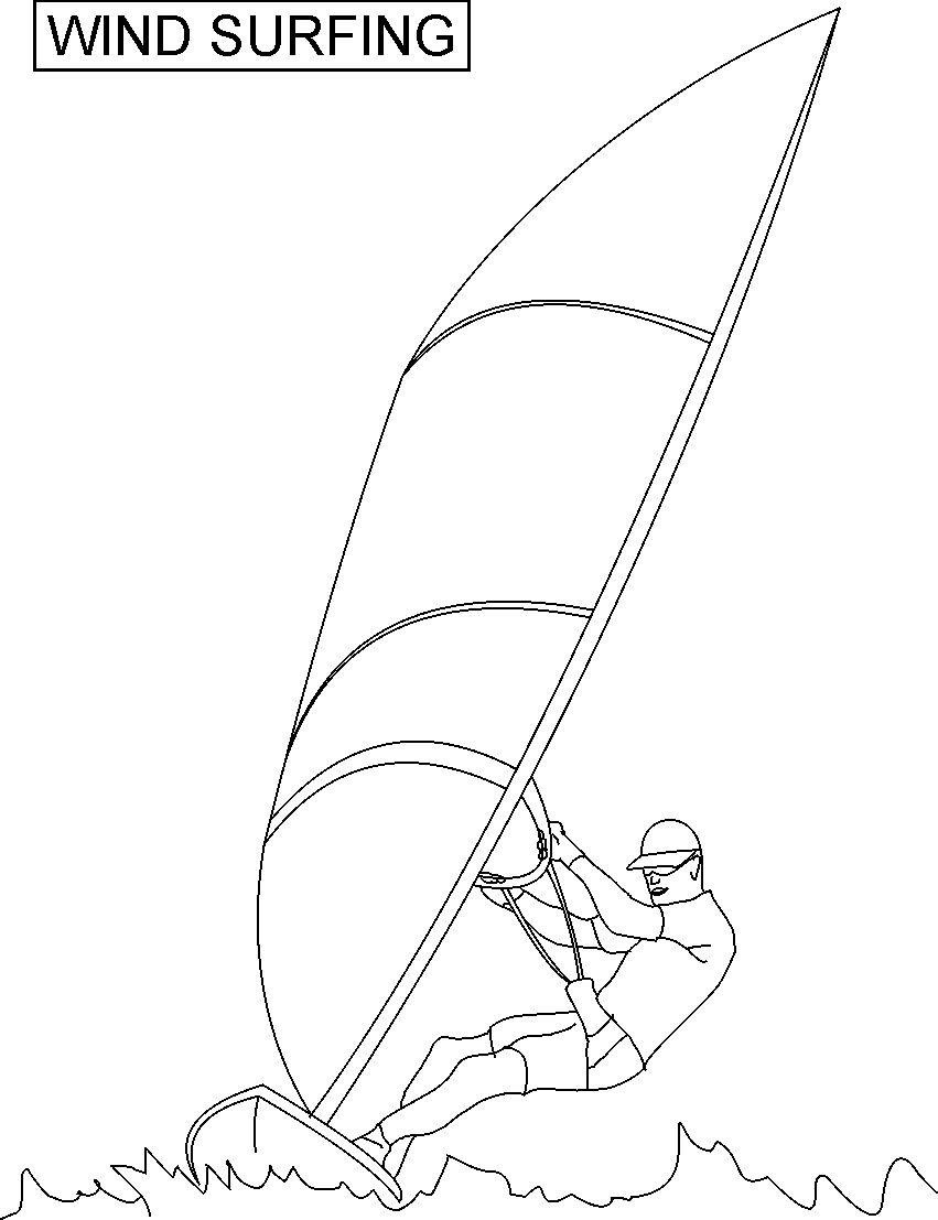 Coloring Sheets For Kids (Wind)
 Wind Surfing coloring printable page for kids