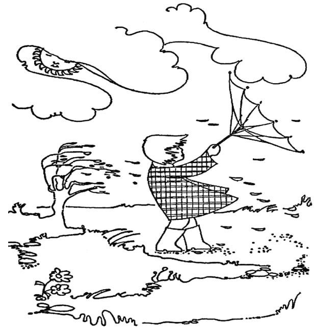Coloring Sheets For Kids (Wind)
 The Strong Winds And Umbrella Coloring Pages