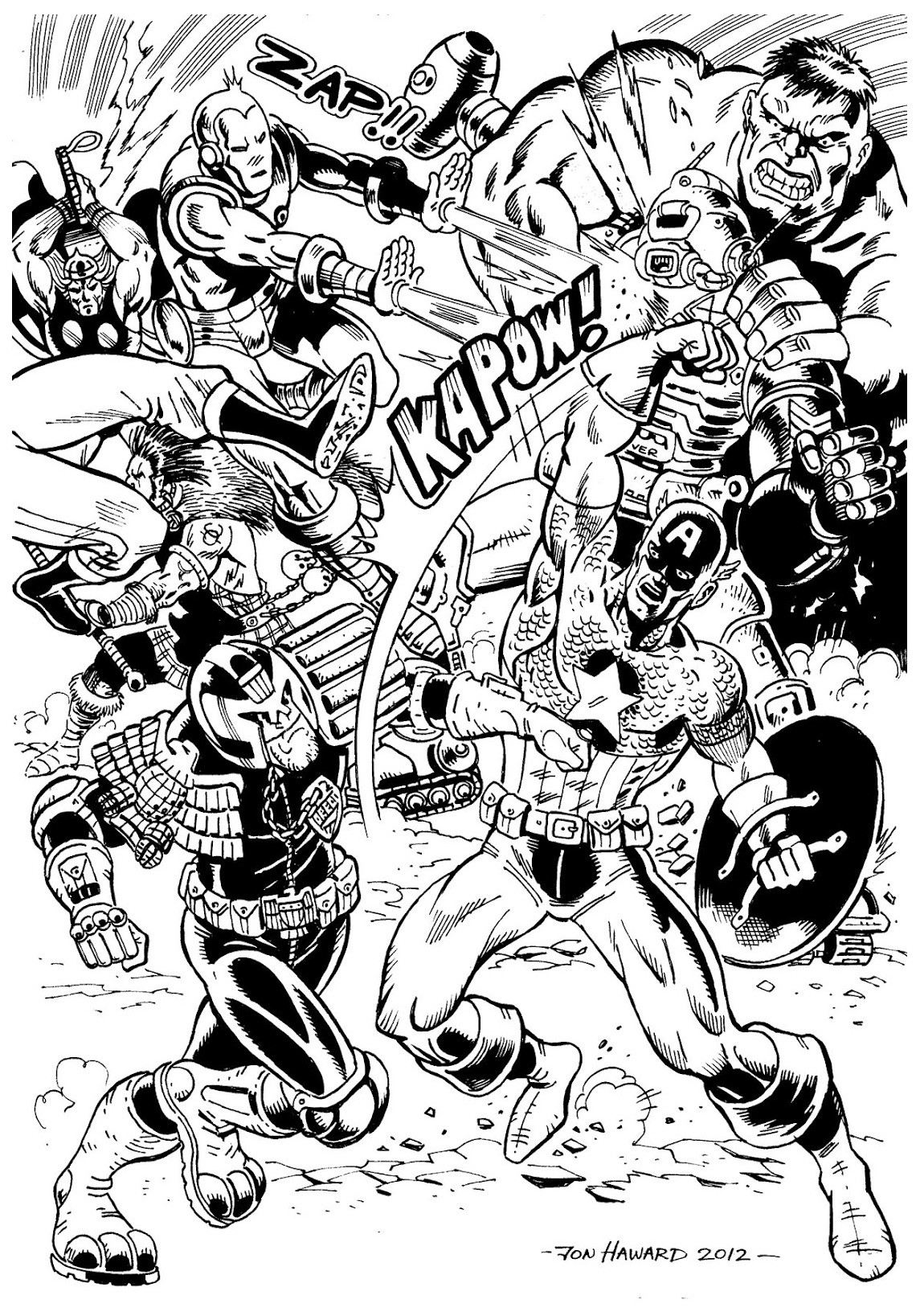 Comic Coloring Book
 Avengers battle Books Adult Coloring Pages