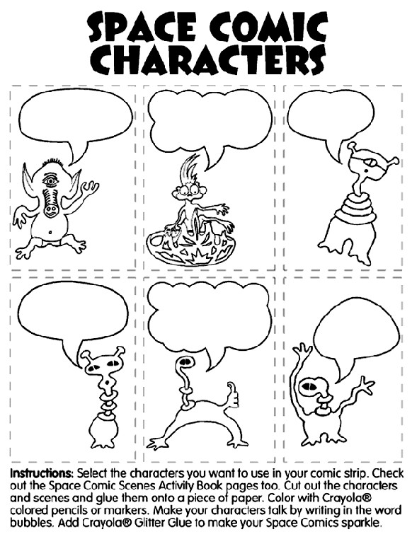 Comic Coloring Book
 Space ic Characters Coloring Page