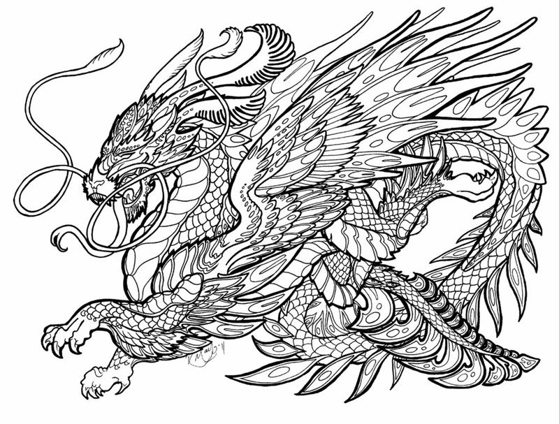 Complicated Dragon Coloring Pages For Boys
 Drachen Ausmalbilder für Erwachsene kostenlos zum Ausdrucken 3