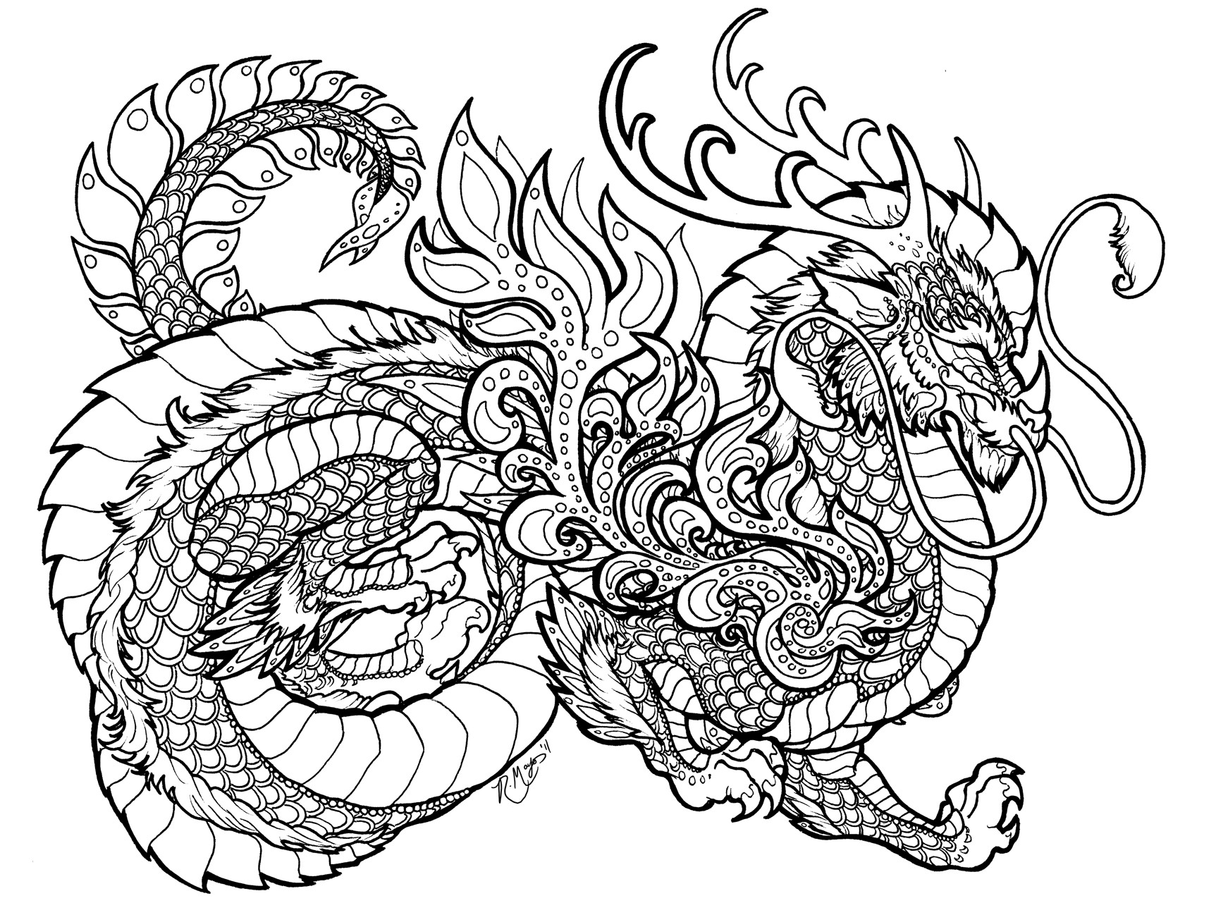 Complicated Dragon Coloring Pages For Boys
 Jade Synergy lineart by rachaelm5viantart on