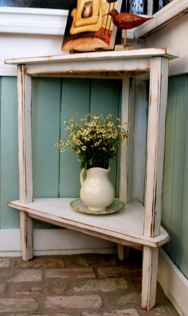 Best ideas about Corner Entryway Tables
. Save or Pin Beach Cottage Decor Rustic Home Wooden Corner Table Now.
