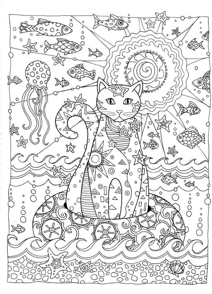 Creative Cat Coloring Pages For Teens
 creative cats coloring page dover