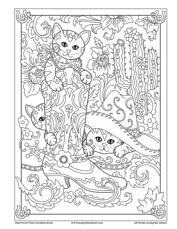 Creative Cat Coloring Pages For Teens
 Cowboy Boot Creative Kittens Coloring Book by Marjorie