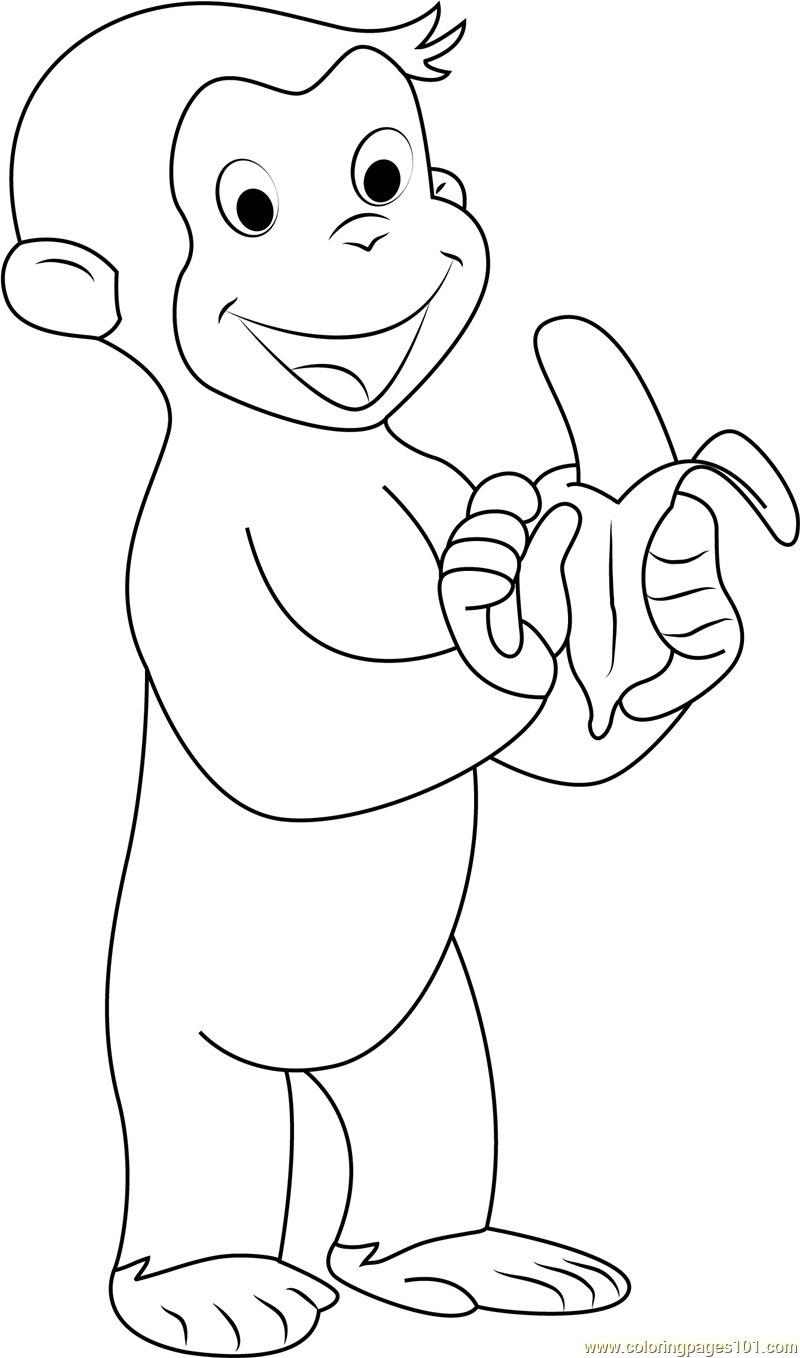 Curious Gorge Coloring Pages
 Curious George Eating Banana Coloring Page Free Curious
