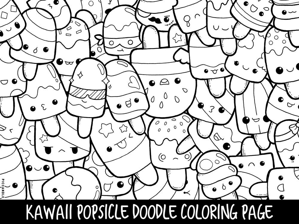 Cute Adult Coloring Pages
 Popsicle Doodle Coloring Page Printable Cute Kawaii Coloring