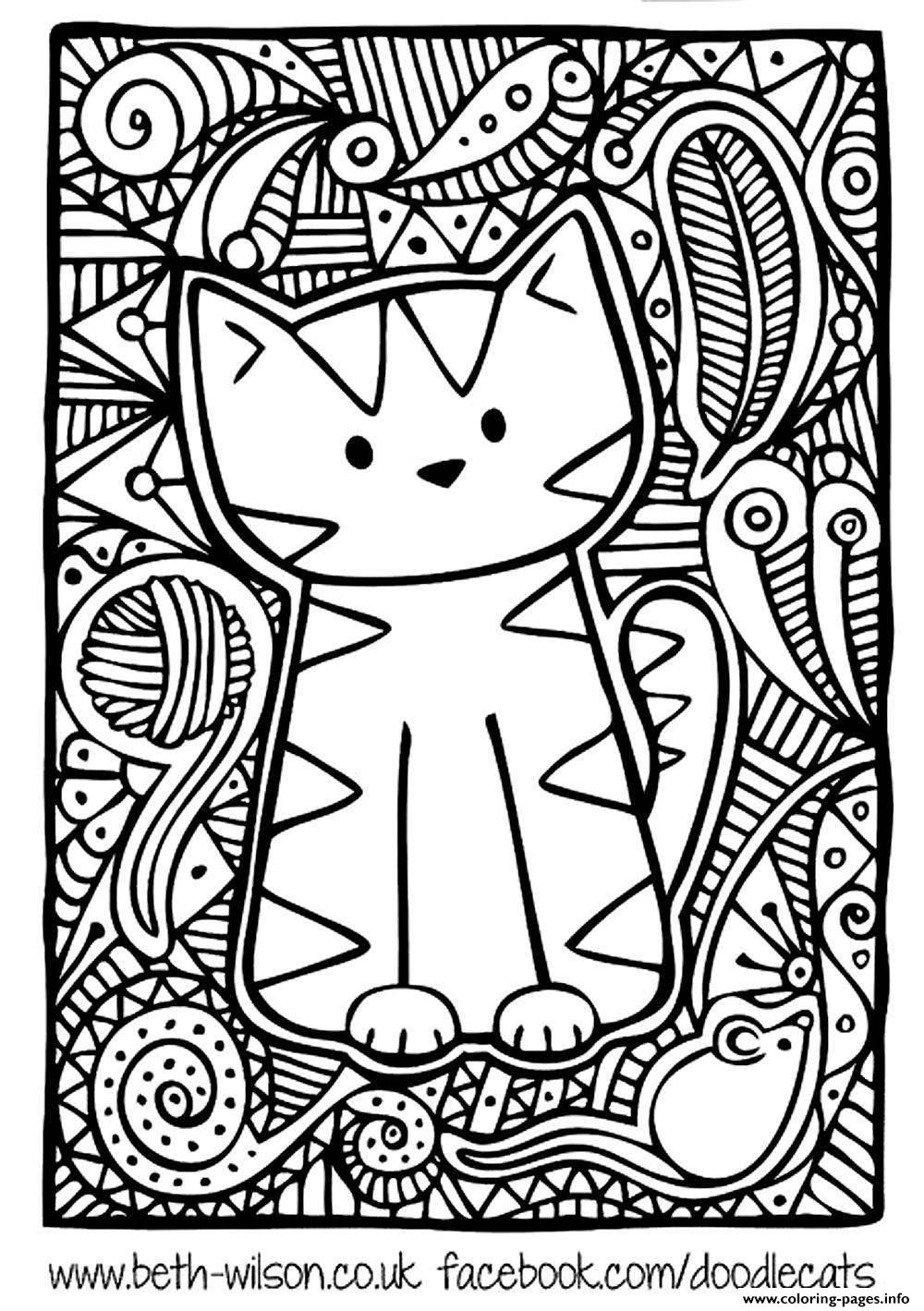 Cute Adult Coloring Pages
 Adult Difficult Cute Cat Coloring Pages Printable