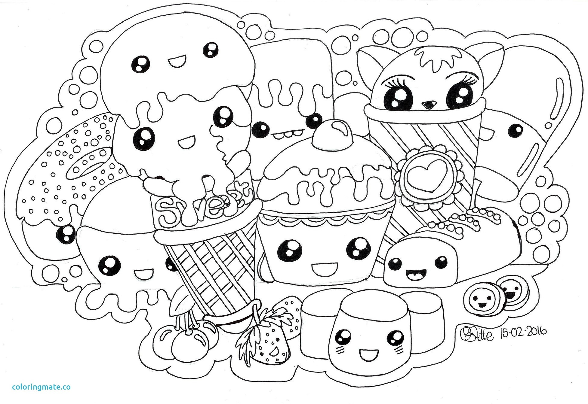 Cute Coloring Pages Printable
 Kawaii Food Coloring Pages Download