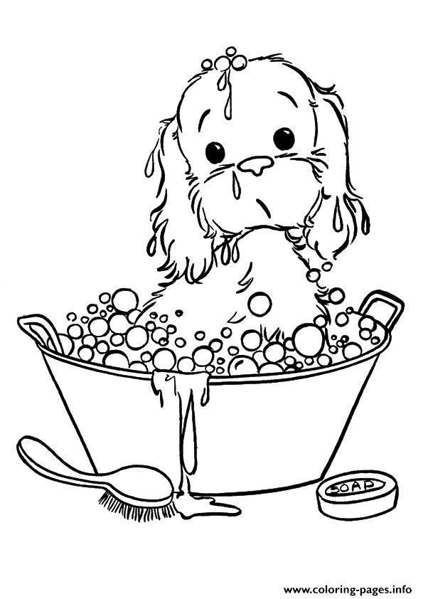 Cute Dog Coloring Pages For Teens
 The Puppy Taking A Bubble Bath Puppy Coloring Pages Printable