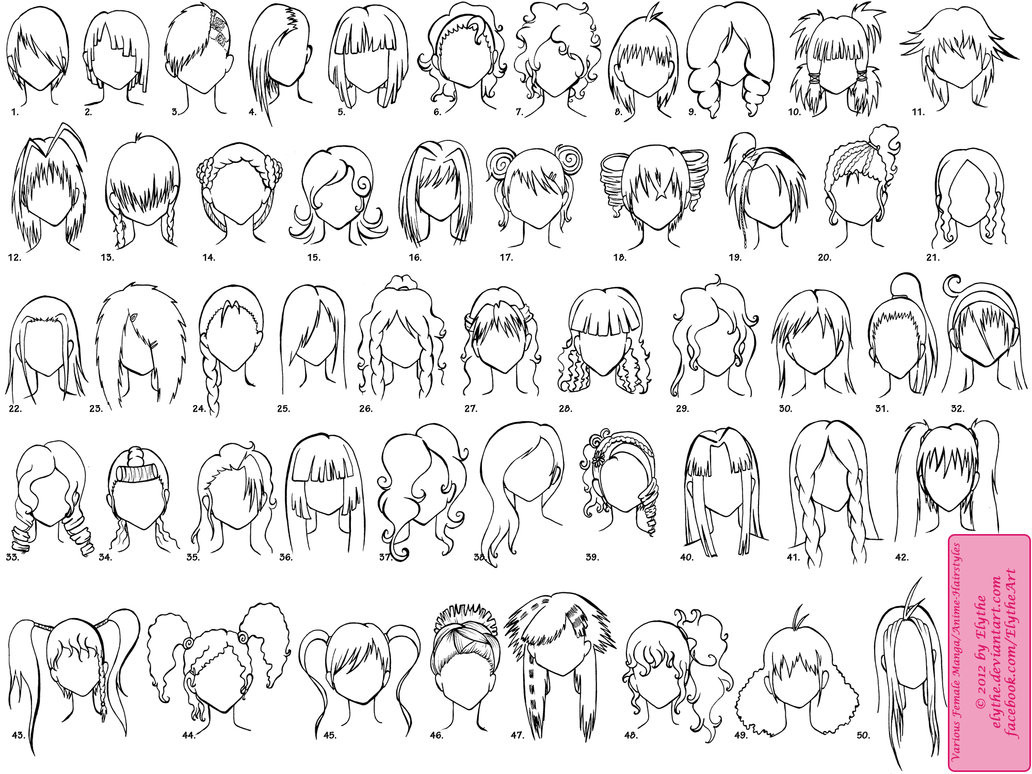 Cute Hairstyles Anime
 Various Female Anime Manga Hairstyles by Elythe on DeviantArt