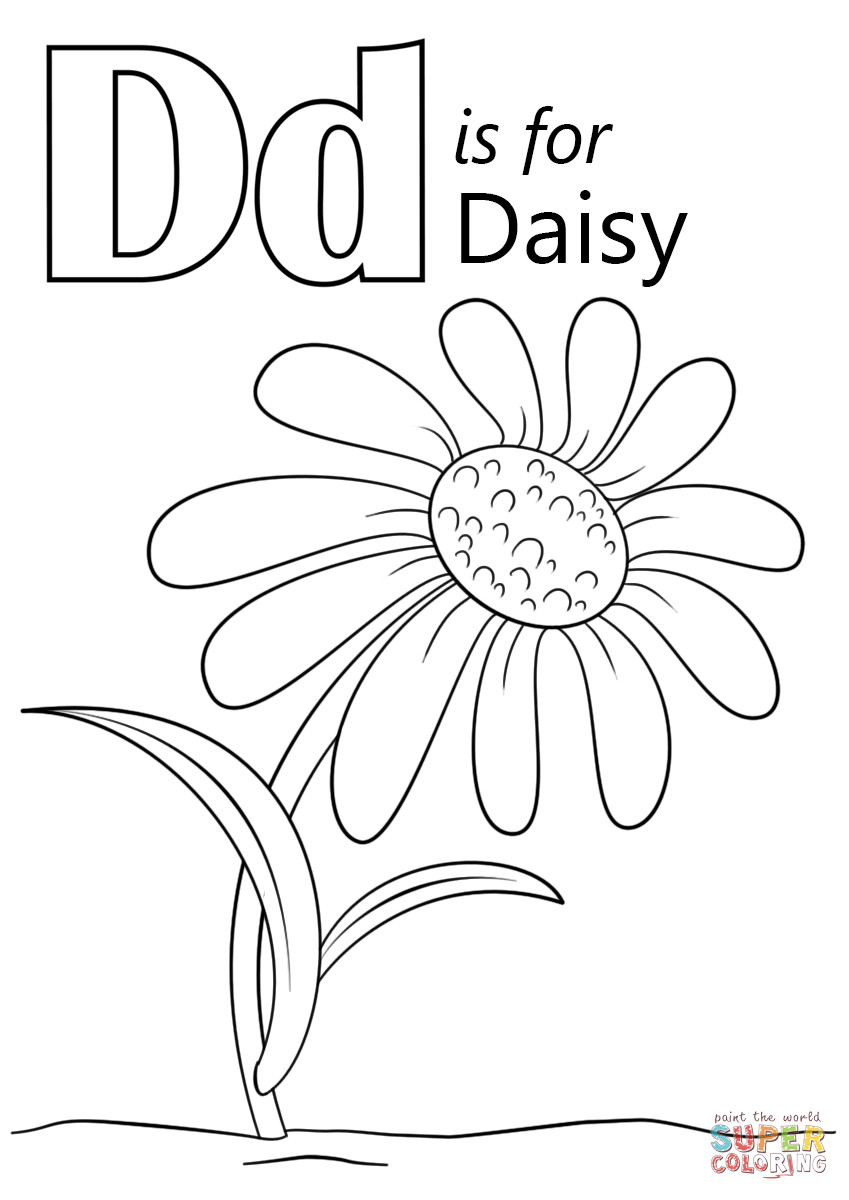 Daisy Coloring Pages
 Letter D is for Daisy coloring page