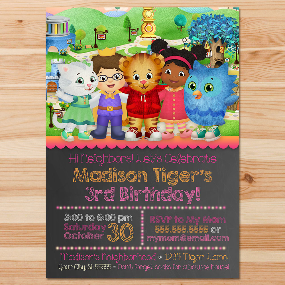 Best ideas about Daniel Tiger Birthday Invitations
. Save or Pin Daniel Tiger Birthday Invite Pink Chalkboard Girl Daniel Now.