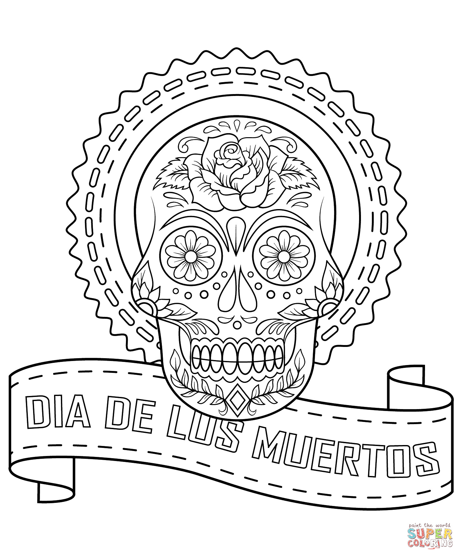 Best ideas about Dia De Los Muertos Coloring Book
. Save or Pin Dia De Los Muertos Sugar Skull coloring page Now.