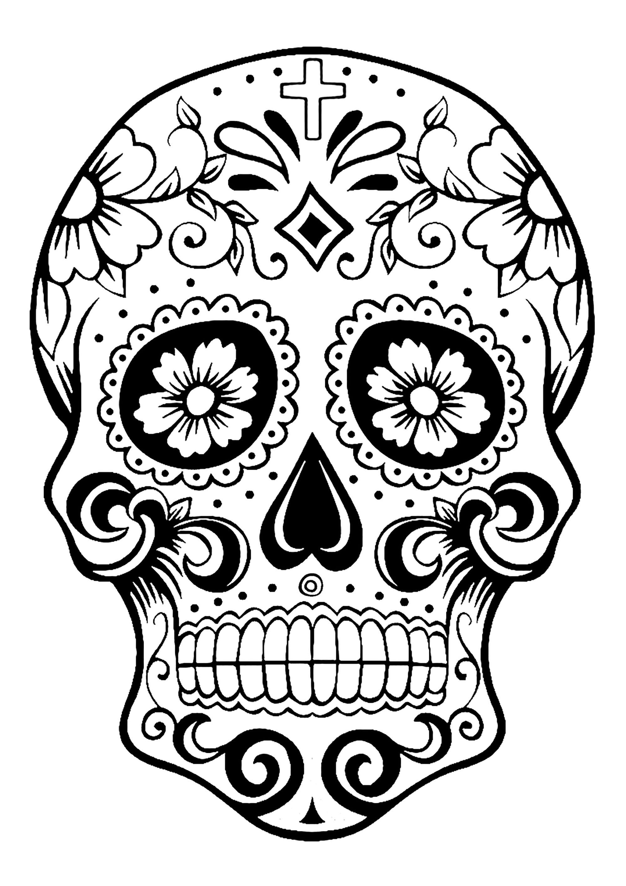 Dia De Los Muertos Coloring Pages
 Skull Coloring Pages for Adults