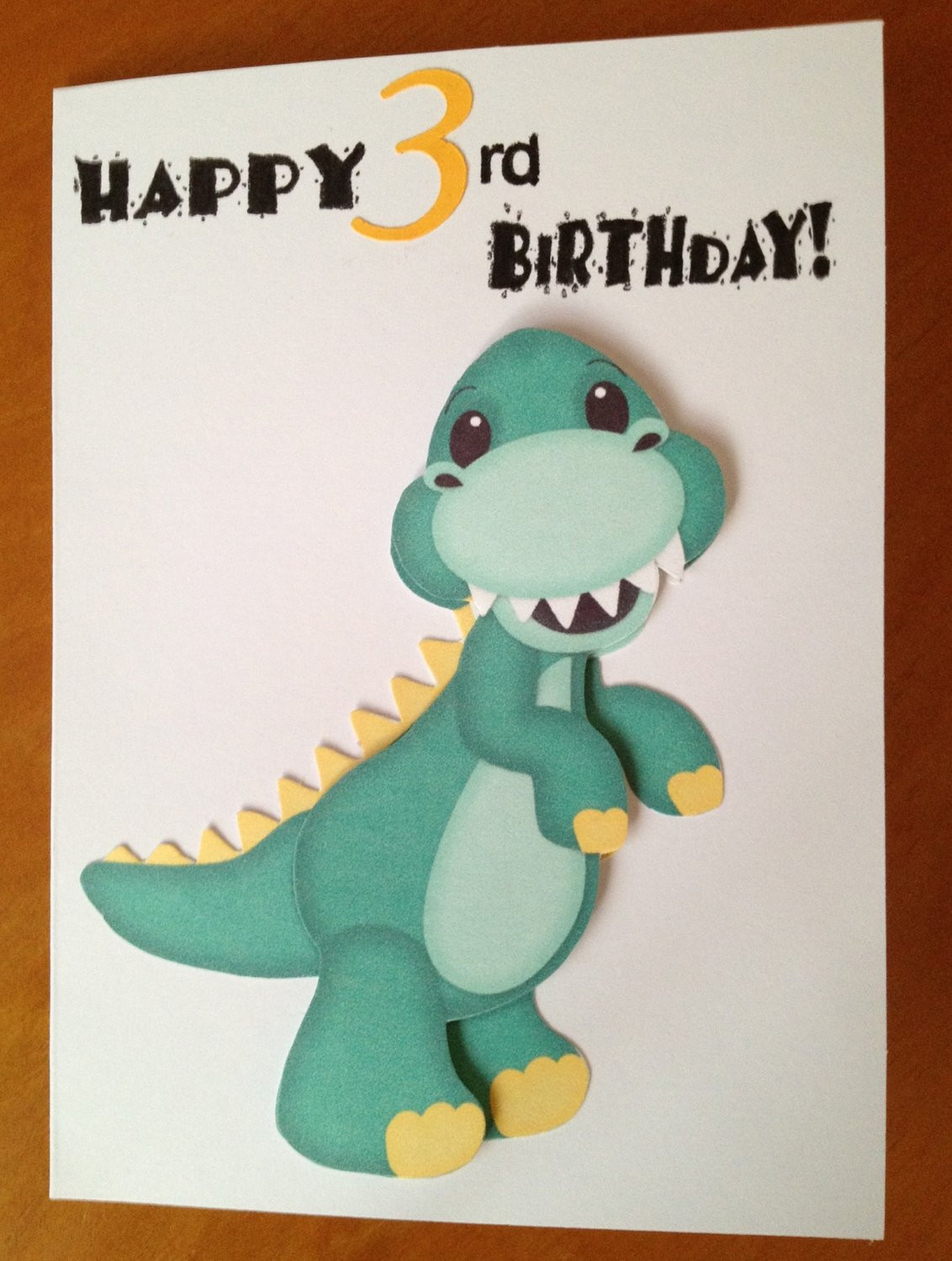Best ideas about Dinosaur Birthday Card
. Save or Pin Dinosaur 3rd Birthday card by DaisyCreationsbyJess on Etsy Now.