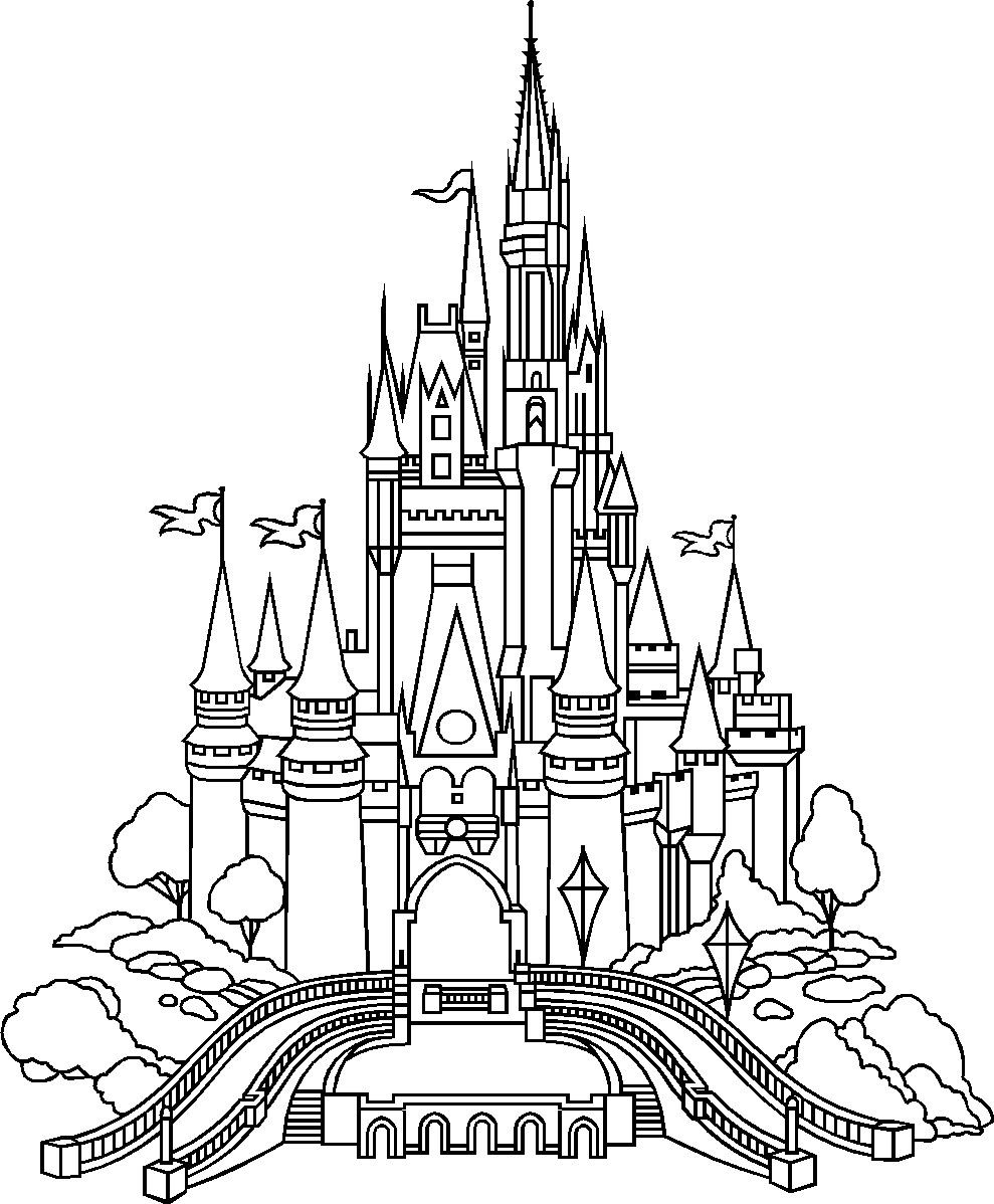 Disney Castle Coloring Pages
 Castle of Disney World Line Drawing