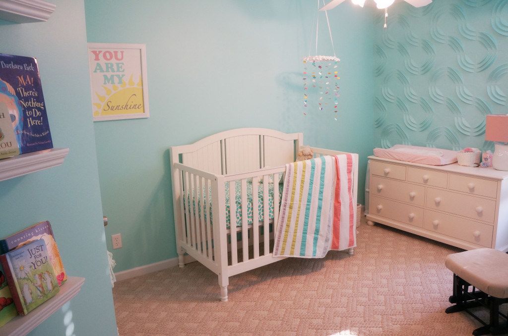 DIY Baby Nursery Projects
 Sunshine and Stripes DIY Aqua Nursery Project Nursery