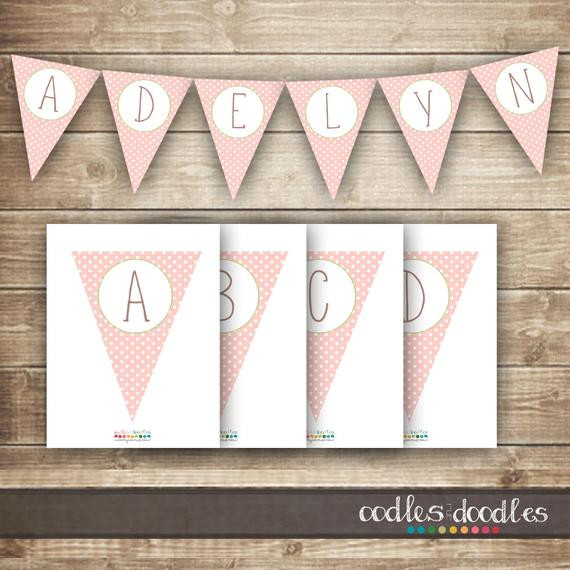 DIY Baby Shower Banners
 Pink & Green Polka Dots Pennant Banner diy Bunting