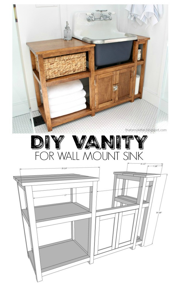 Best ideas about DIY Bathroom Vanity Plans
. Save or Pin That s My Letter DIY Vanity for Wall Mount Sink Now.