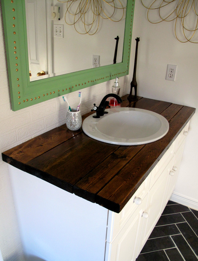 DIY Bathroom Vanity Top
 Rustic Wood Vanity Top Shark Tails