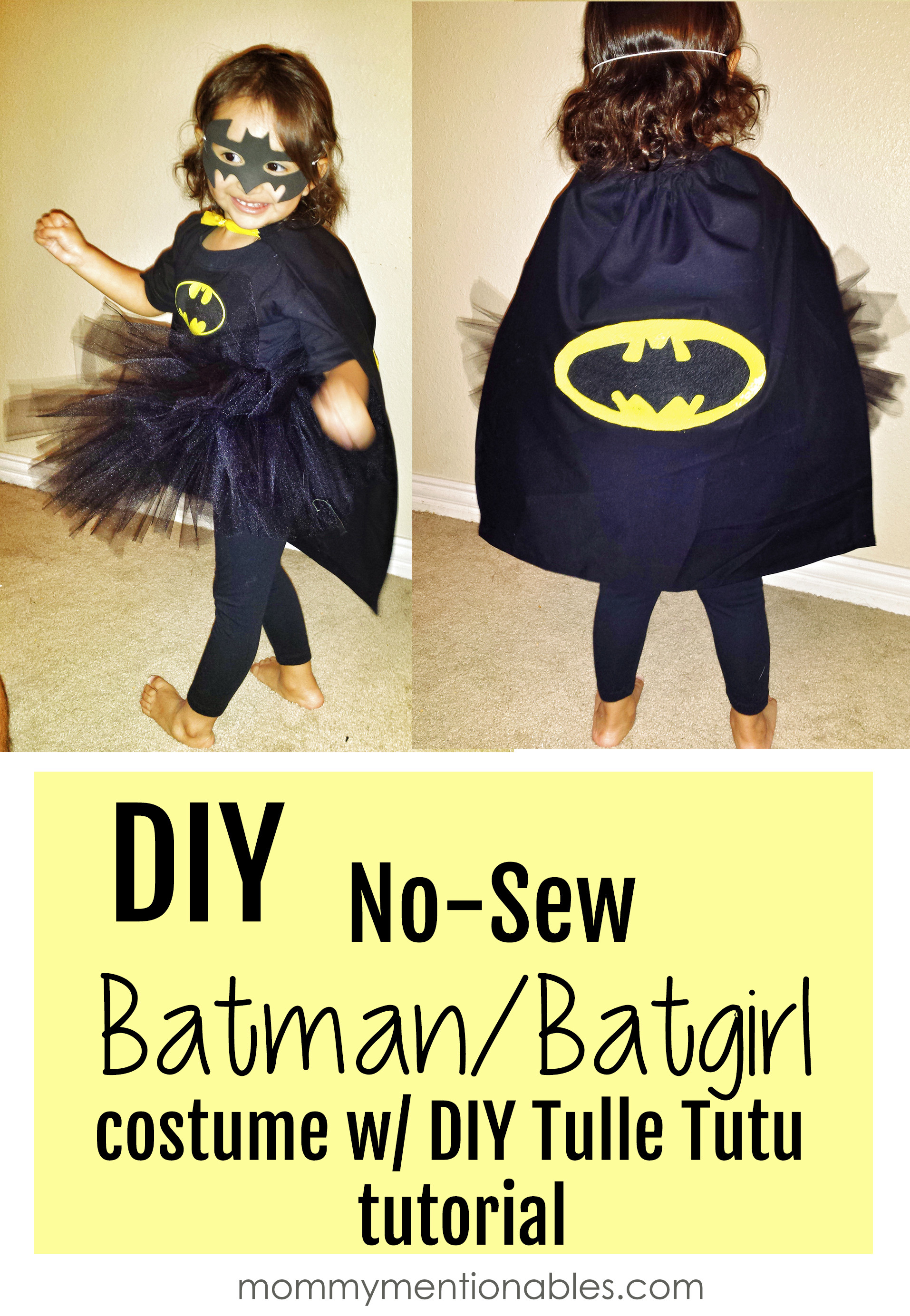 DIY Batman Costume Toddler
 DIY No Sew Batman Batgirl Costume