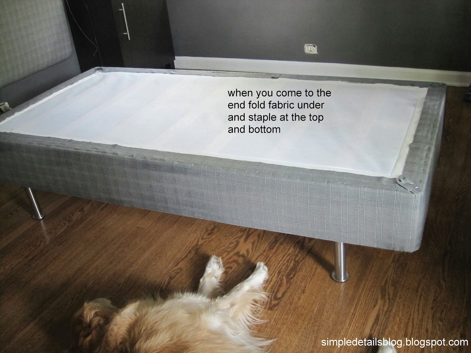 DIY Box Spring
 Simple Details upholstered box spring tutorial