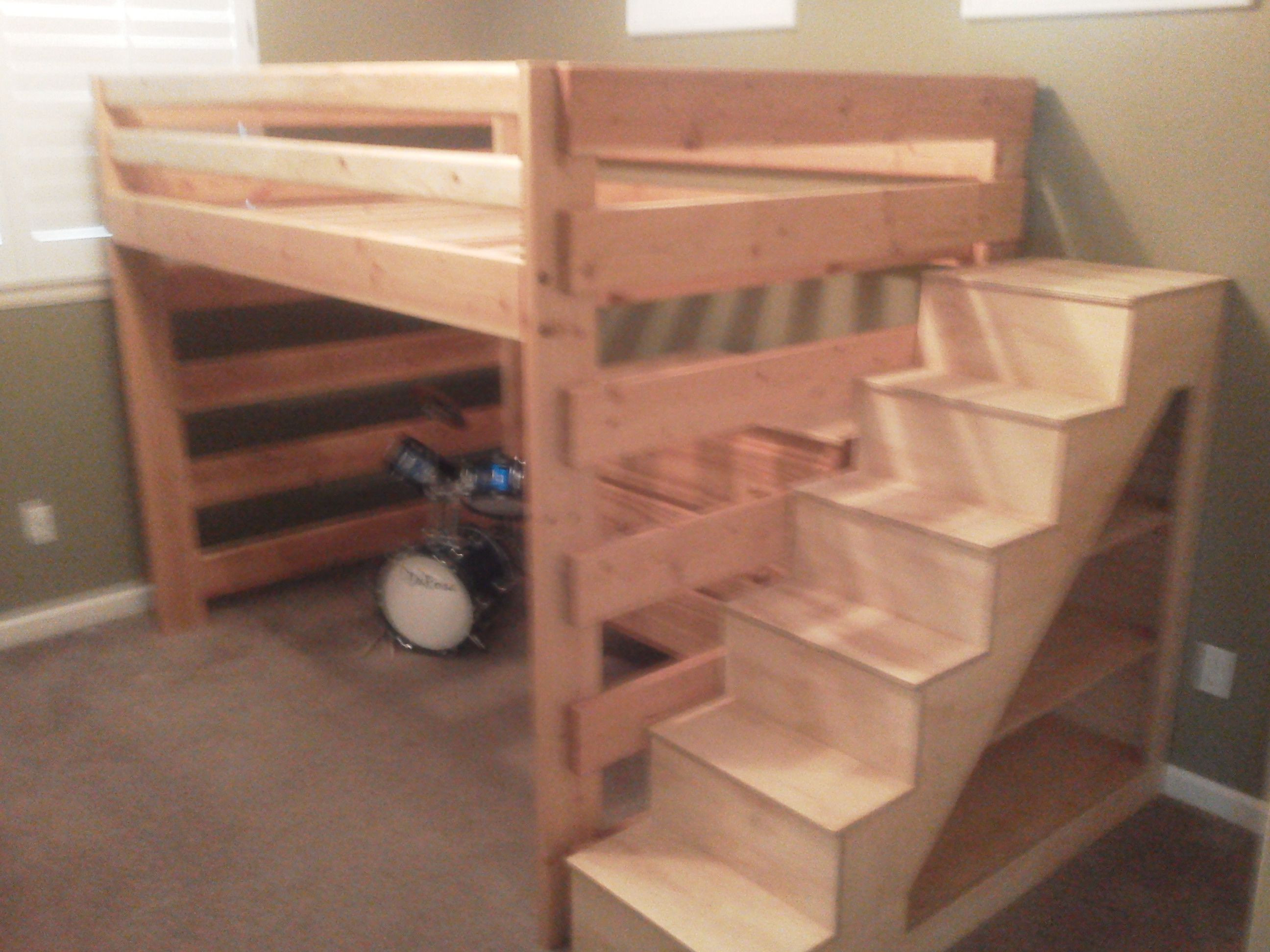 DIY Bunk Bed With Stairs
 Child bunk bed stairs with shelves diy